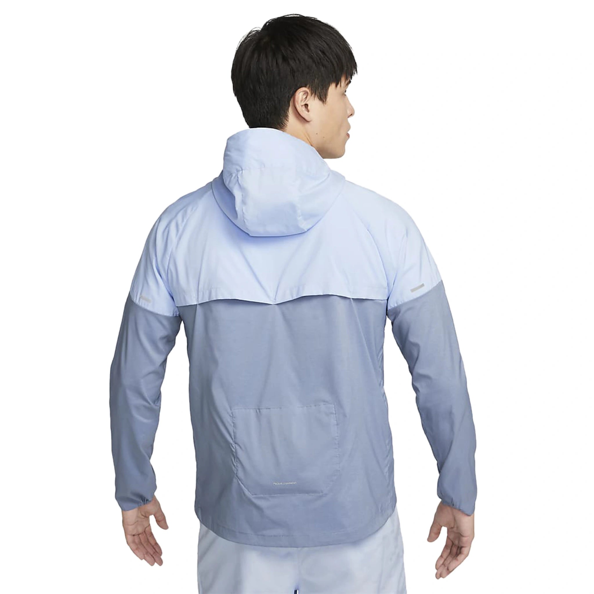 Back view of Nike Repel Packable Cobalt Blue Windrunner Jacket CZ9071-479